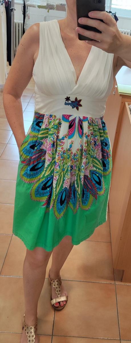 -s flitrami a výšivkou šaty desigual veľ. 38, desigual,s