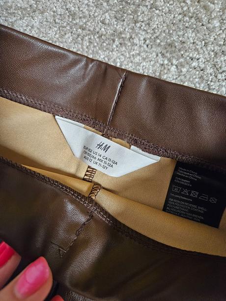 Koženkove zvonové nohavice, h&m,152