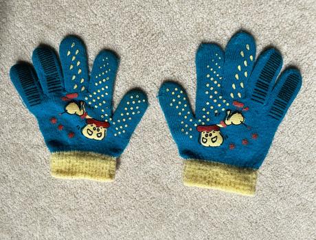 Tyrkysové prstačkové úpletové rukavice do zin, 98