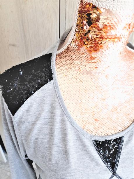 Tričko s flitrovou aplikáciou-m/l, m