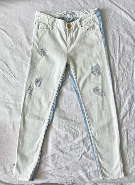 Stradivarius bicolor roztrhané džínsy, stradivarius,xs