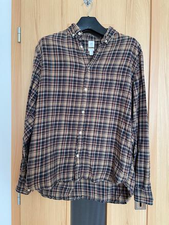 Pánska hnedá károvaná košeľa h&m, h&m,l