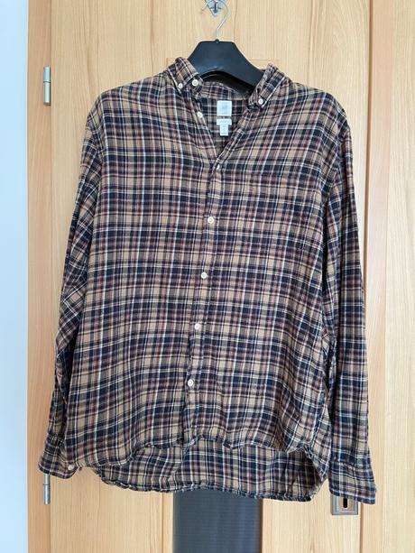 Pánska hnedá károvaná košeľa h&m, h&m,l