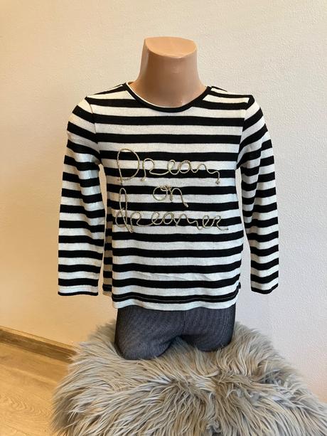 Dievčenský pásikavý sveter s nápisom h&m (2-4 r.), h&m,98
