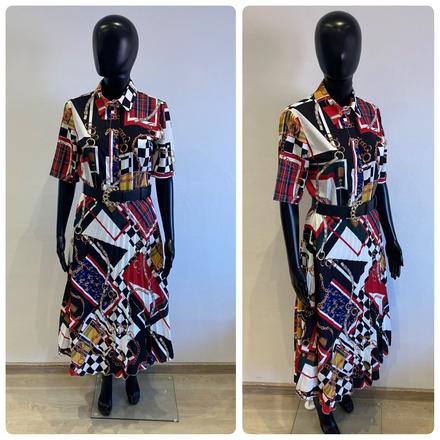 Dámske plisované šaty vzorované (36), s