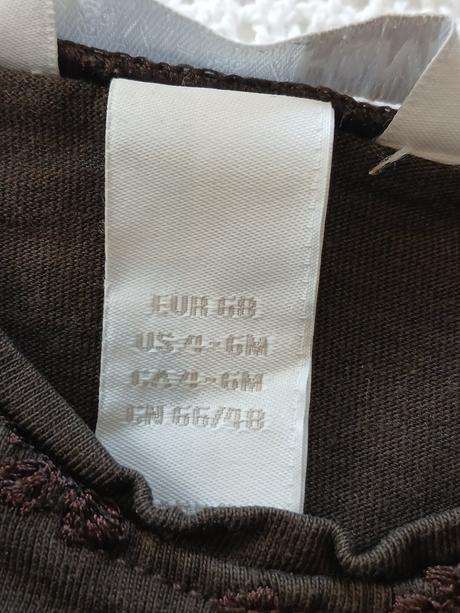 Dievčenské tričko s kvetmi tmavohnedé h&m (68), h&m,68