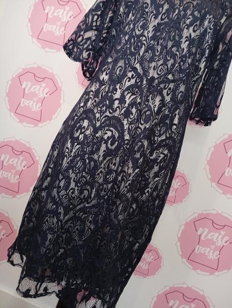 Čipkované modré šaty elena botega, 42