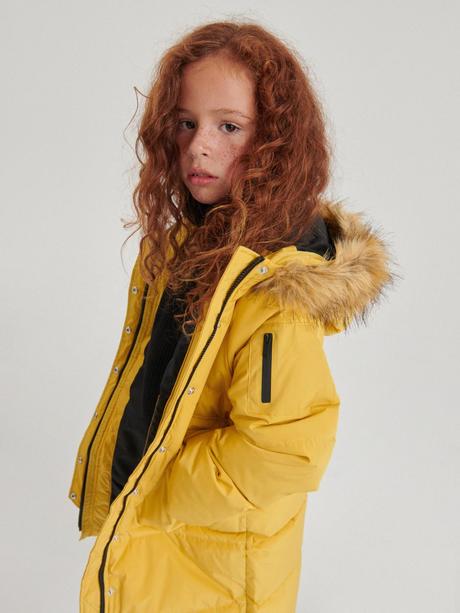 Prešívaná predĺžená bunda s kožušinou reserved, reserved,116 / 122 / 158 / 164