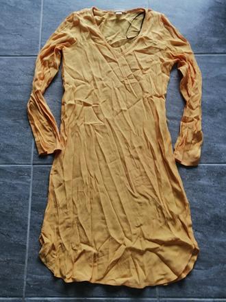 Vajíčkovožlté viskózové šaty ham,v34,jemné,vzdušné, h&m,34