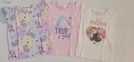 3pack tričiek frozen 110/116 nenosené, h&m,110