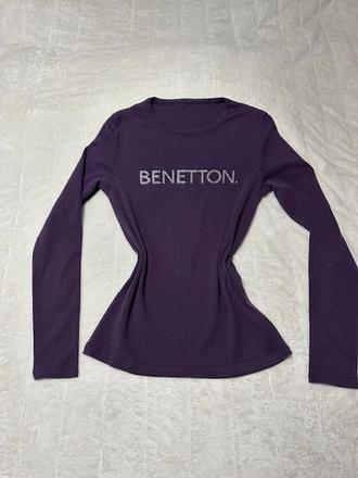 Tričko s dlhým rukávom tmavofialové benetton, benetton,m