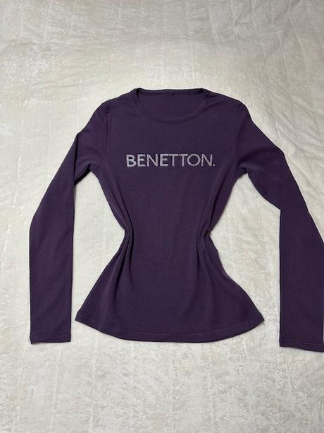 Tričko s dlhým rukávom tmavofialové benetton, benetton,m