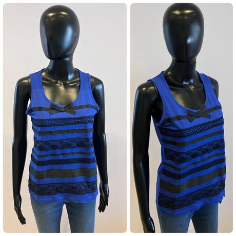 Dámske tričko s mašličkou modro-čierne, m