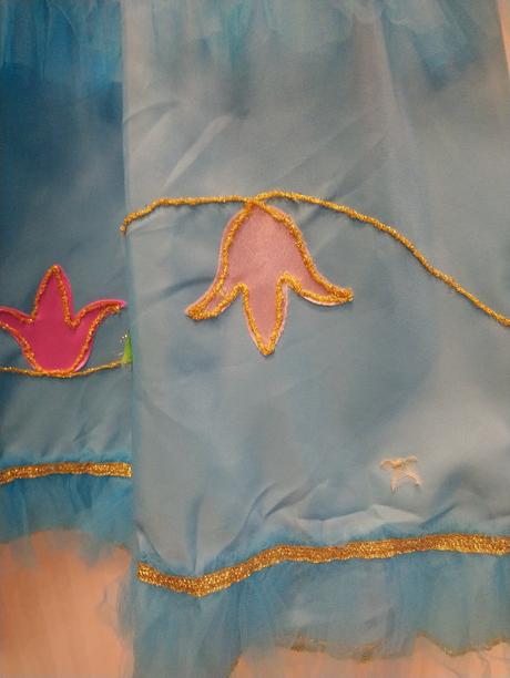 Kostým princezná, modro zlaté šaty, 140-152 cm,