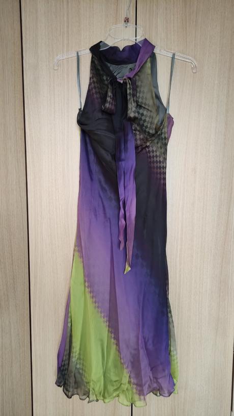 Fialovo zelené letné šaty, s