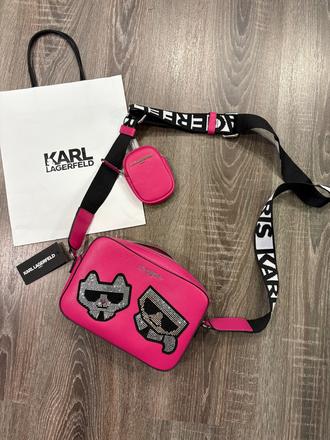 Karl lagerfeld crossbody kožená kabelka, karl lagerfeld
