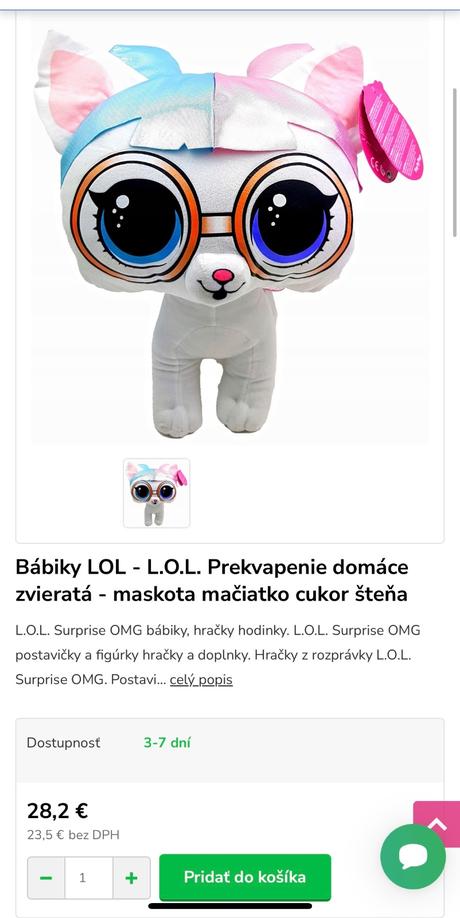 Mga lol surprise pets mačka plyšová - biela, 