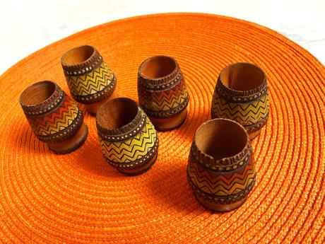 Drevené poháriky / 6 ks,