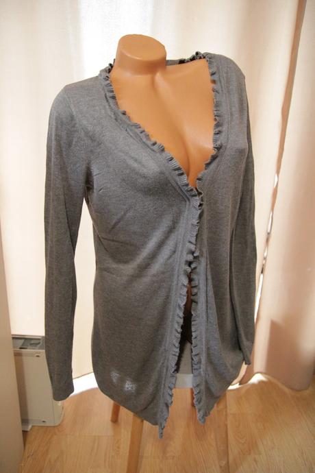 Šedý kardigan s volánmi, l/xl, l