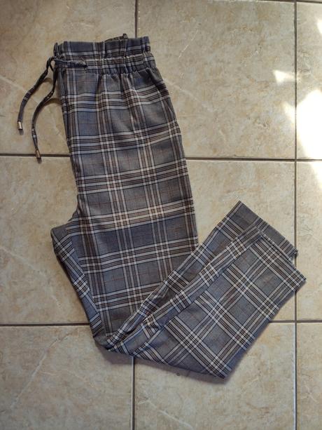 Dámske sivé kárované rovné nohavice f&f, f&f,38