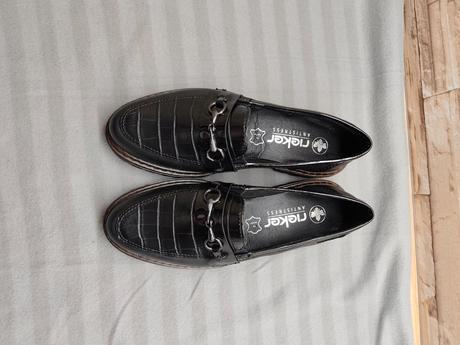 Rieker 38 - dámske kožené čierne mokasíny, rieker,38