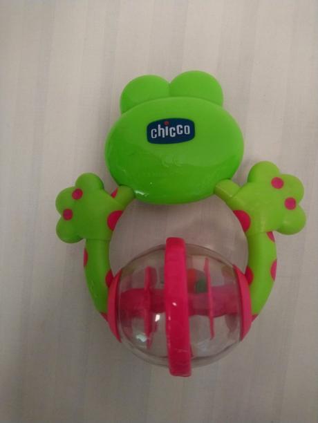 Plastové chrastítko žabka, chicco, 14 cm, 