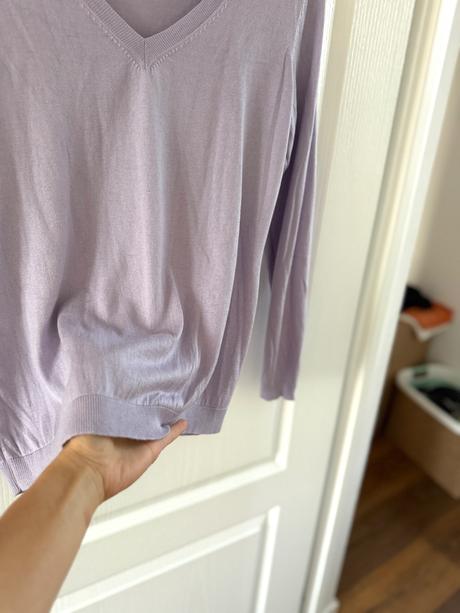 Fialový sveter zo zmesi hodvábu, bavlny a kašmíru, l