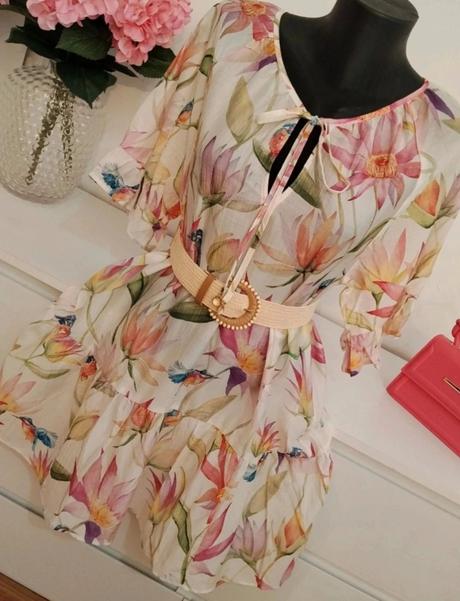H&m nové kvetinové šaty s vtáčikmi, h&m,xs
