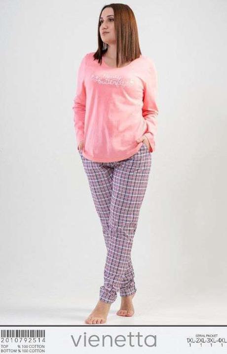 Dámske bavlnené pyžamo pre moletky, 4xl - xxxl