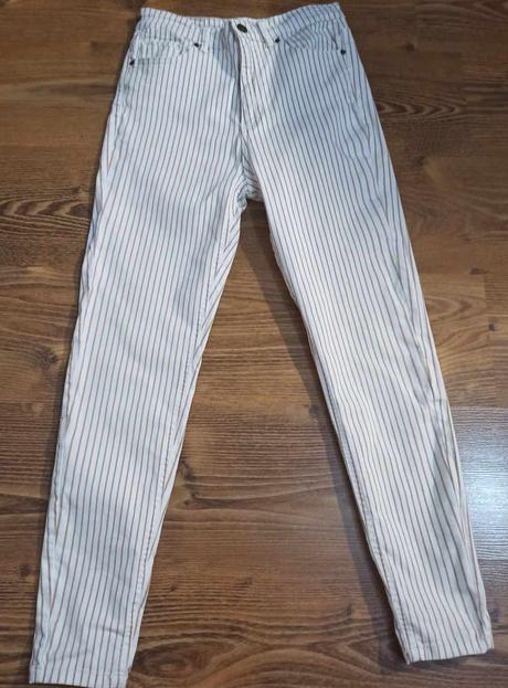 Biele rifle elastické , veľmi málo nosené, stradivarius,38