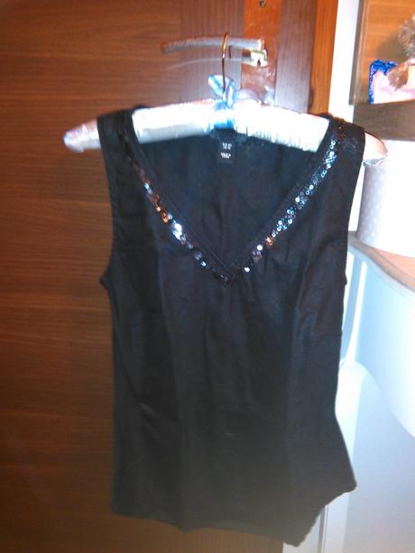 H&m čierny lanový top velkosť 40, h&m,m