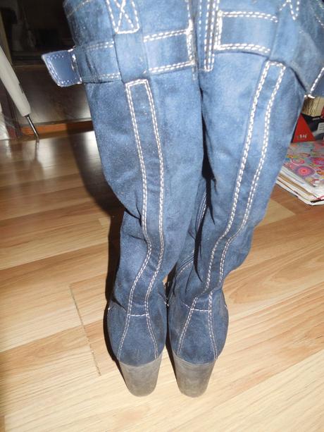 Krásne modré vysoké čižmy, deichmann,39