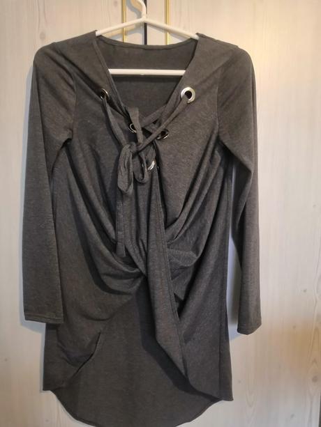 Dámske šedé tričko s viazaním, bonprix,m