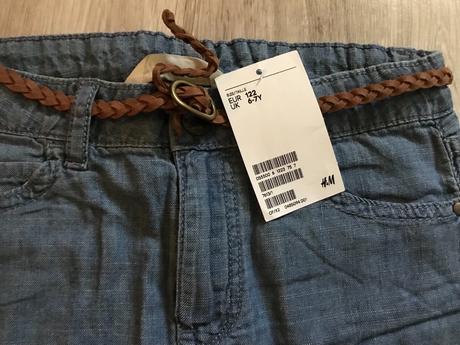 Suknička riflova s opaskom 6-7 rokov, h&m,122