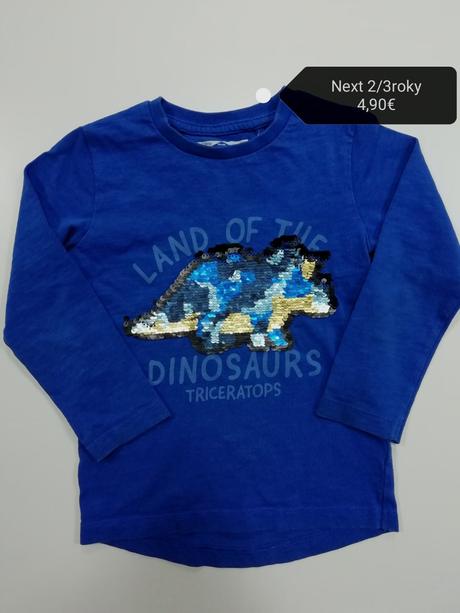 Modré tričko s dinosaurom, next,98