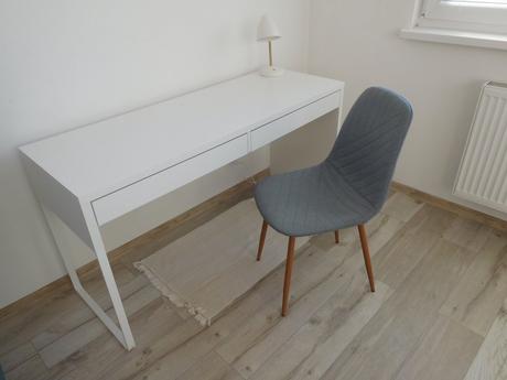 Stol písací biely  142 x 50 cm + stolička pevná,, 