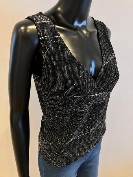 Dámsky elegantný trblietavý top čierny (40), l