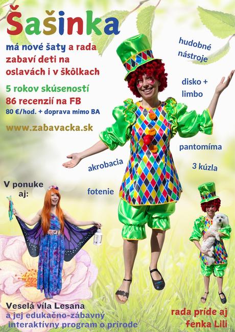 Zabávačka detí - šašinka, alebo víla, ba a okolie, 