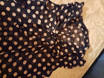 Blúzka priesvitná m čierna s béžový bodkami, m