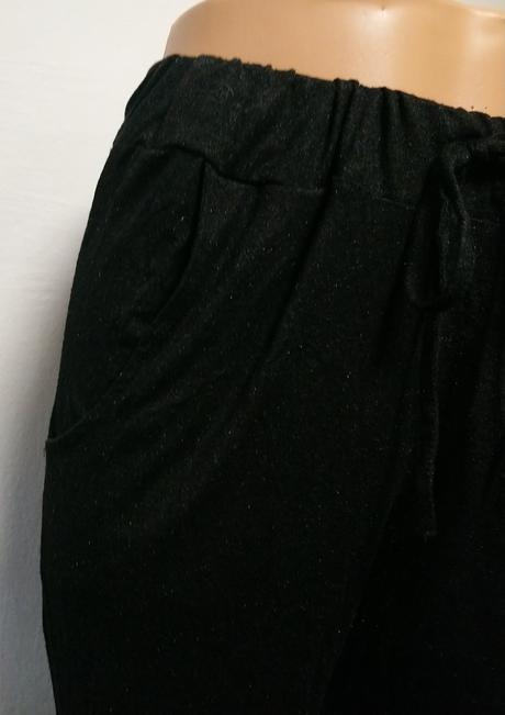 Dámske lesklé čierne rayon nohavice, sisters, s