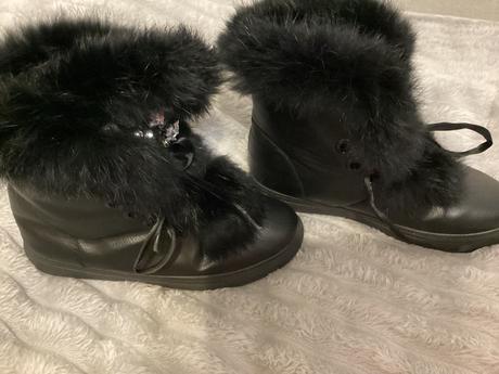 Topánky na zimu s kozusinkou a kamienkami, 36