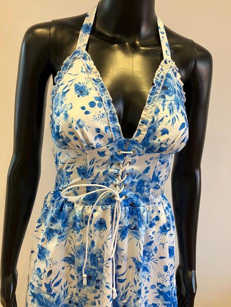 Dámske šaty bielo modré (s), s