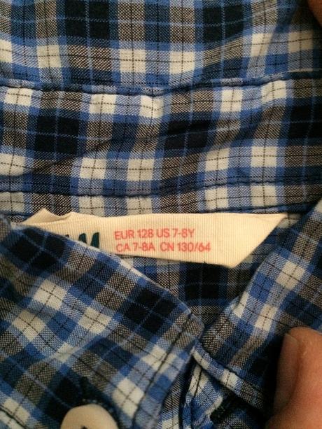 Košeľa tenká karo 7-8 rokov, h&m,128