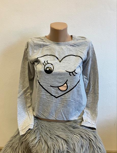 Dievčenská mikina smiley srdiečko h&m (158-164), h&m,158