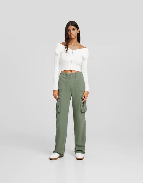 S/36 bershka nohavice, cargo straight, bershka,s