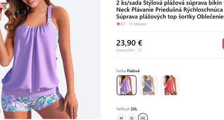 Dvojdielne plavky, tankiny, v. xl a v. xxl, xxl