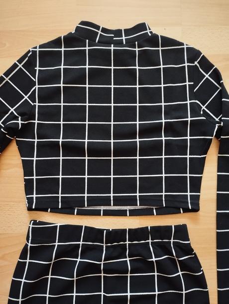 Bieločierny set sukne a topu shein, m