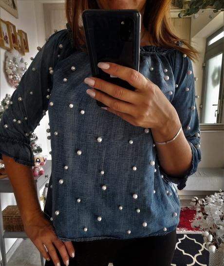 Blúzka s perličkami-m/l, m