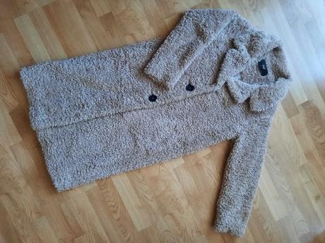 Krásny dlhý teddy kabát, f&f,xs