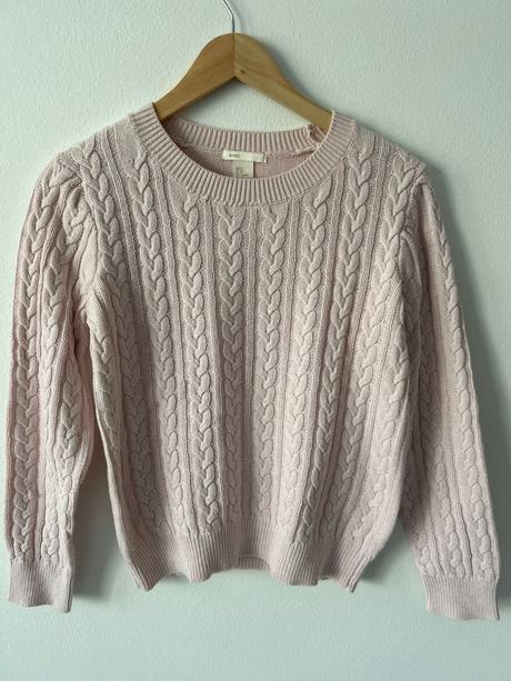 H&m ružový pletený sveter, h&m,s